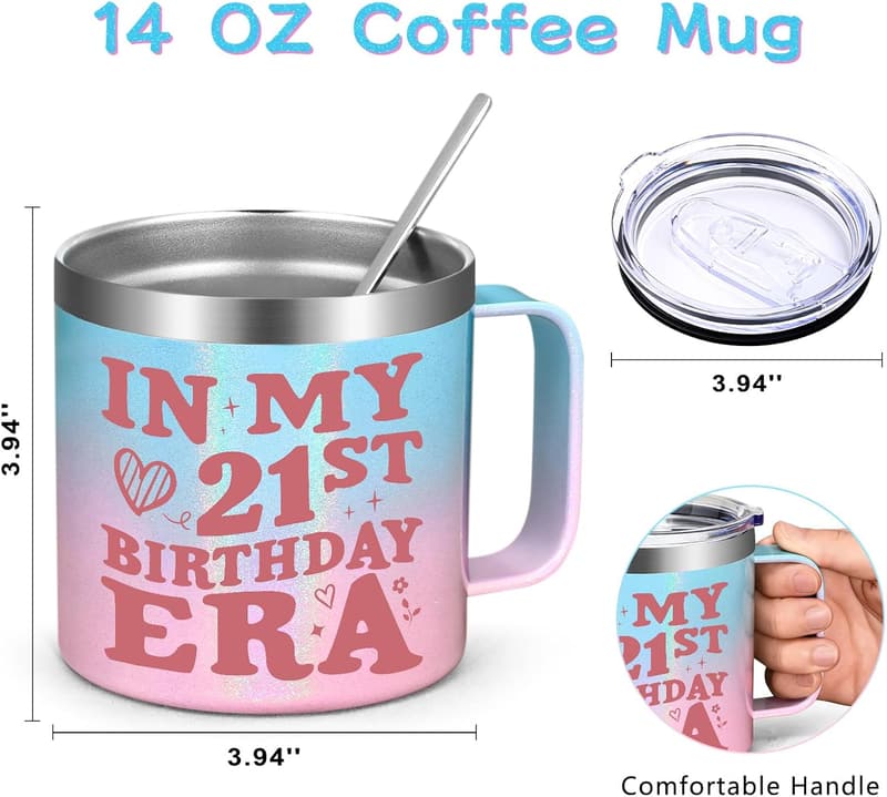 21st Birthday Stainless Steel Coffee Mug for Women