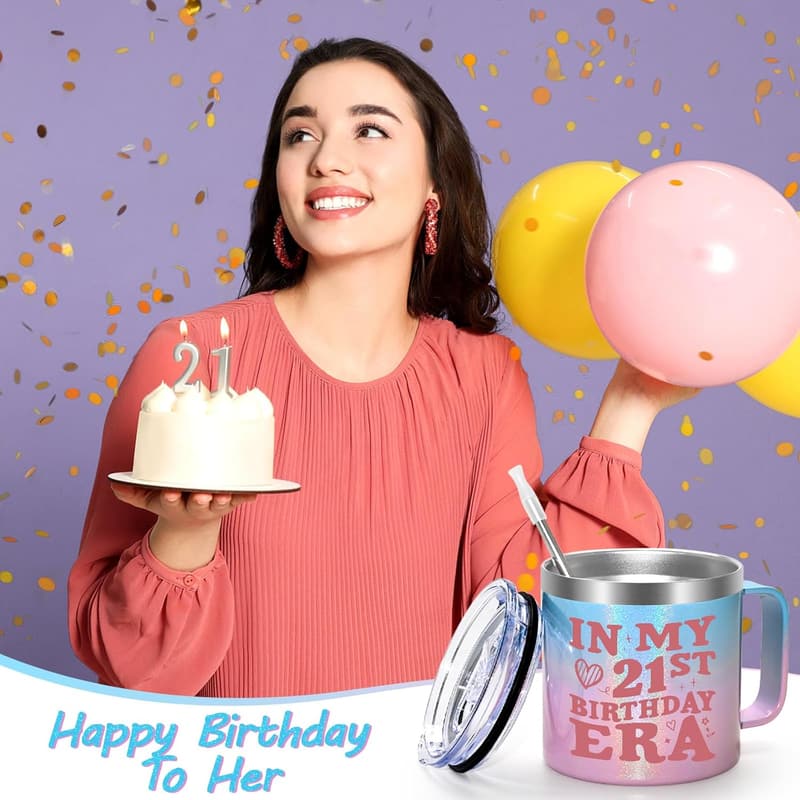 21st Birthday Stainless Steel Coffee Mug for Women