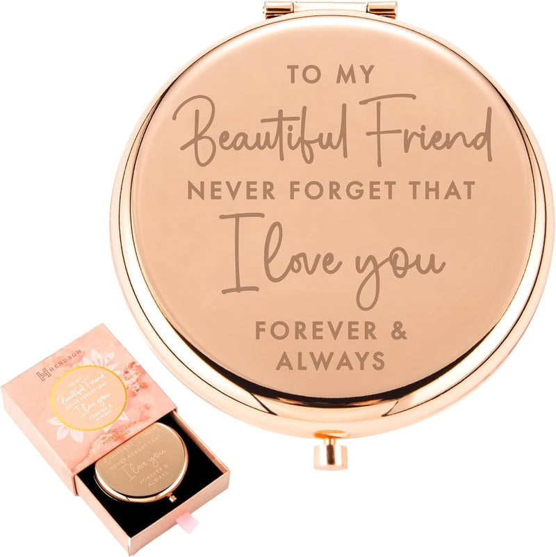 Sentimental Birthday Gift: Rose Gold Compact Mirror for Friend