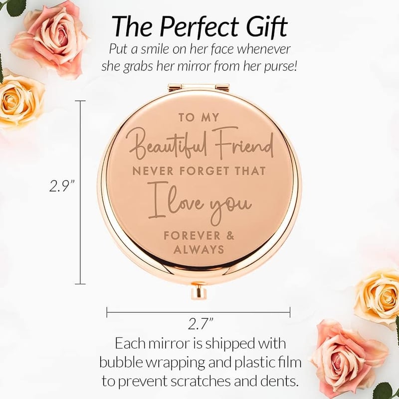 Sentimental Birthday Gift: Rose Gold Compact Mirror for Friend