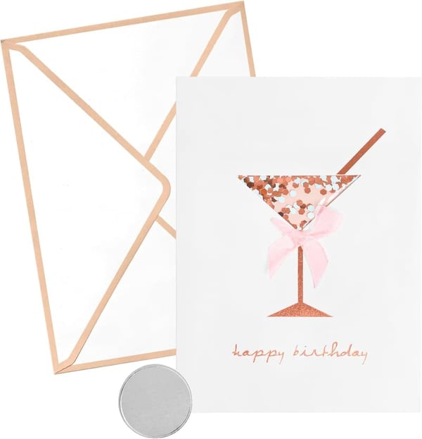 Happy Birthday Card for Women - 3D Martini Glass Design