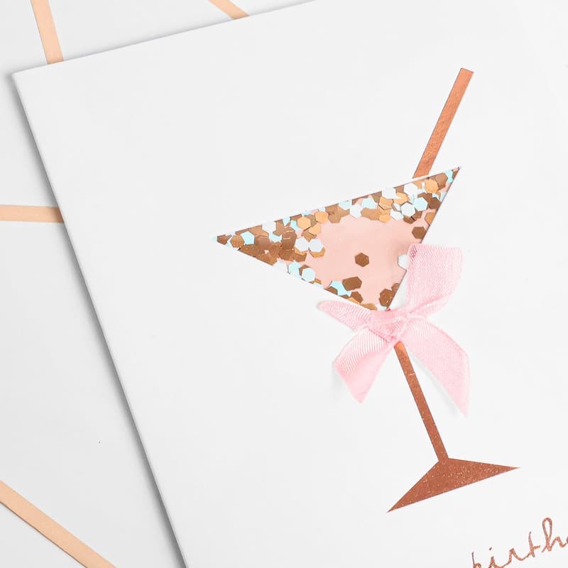 Happy Birthday Card for Women - 3D Martini Glass Design