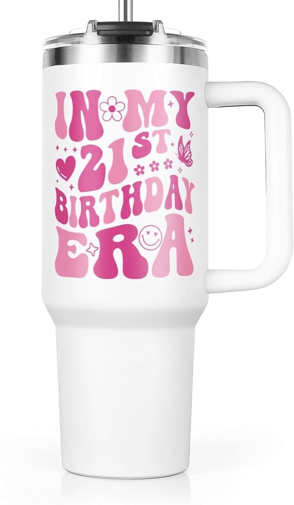 21st Birthday Insulated Tumbler Gift for Women, 40 oz
