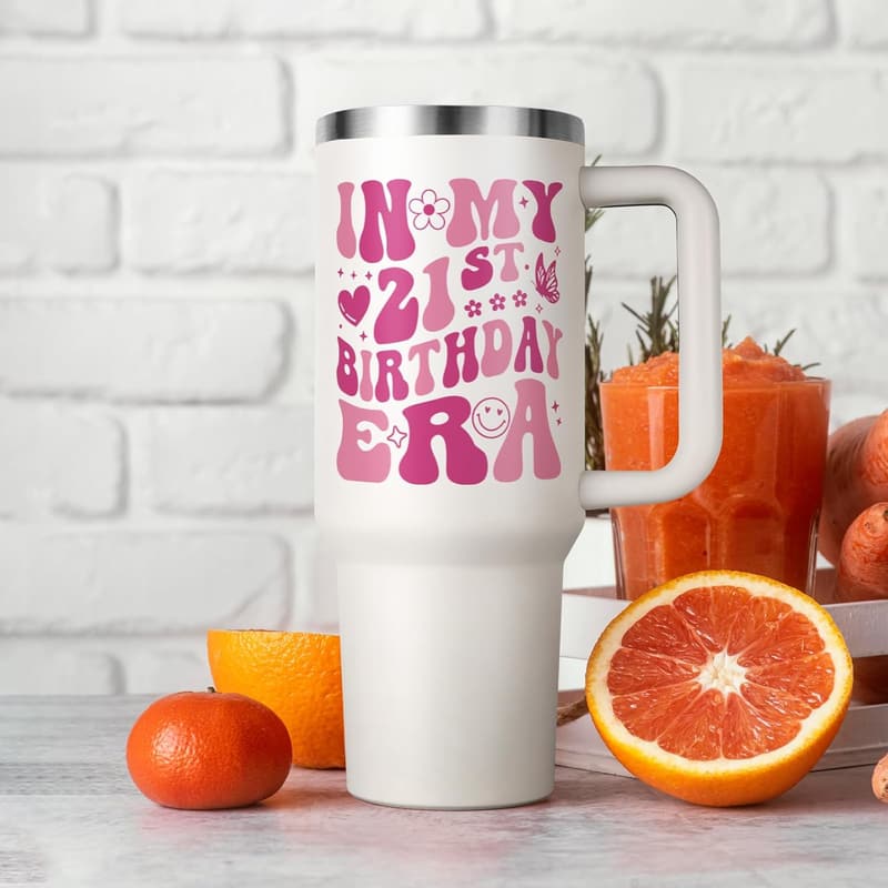 21st Birthday Insulated Tumbler Gift for Women, 40 oz