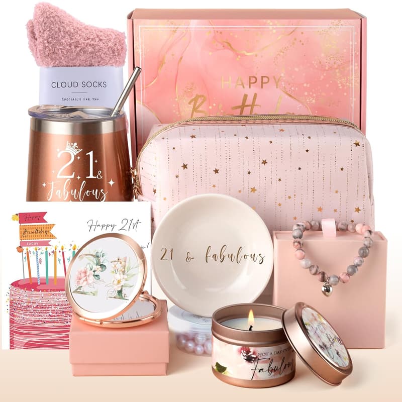 21st Birthday Gift Basket for Her - Fabulous Items for 2003 Born