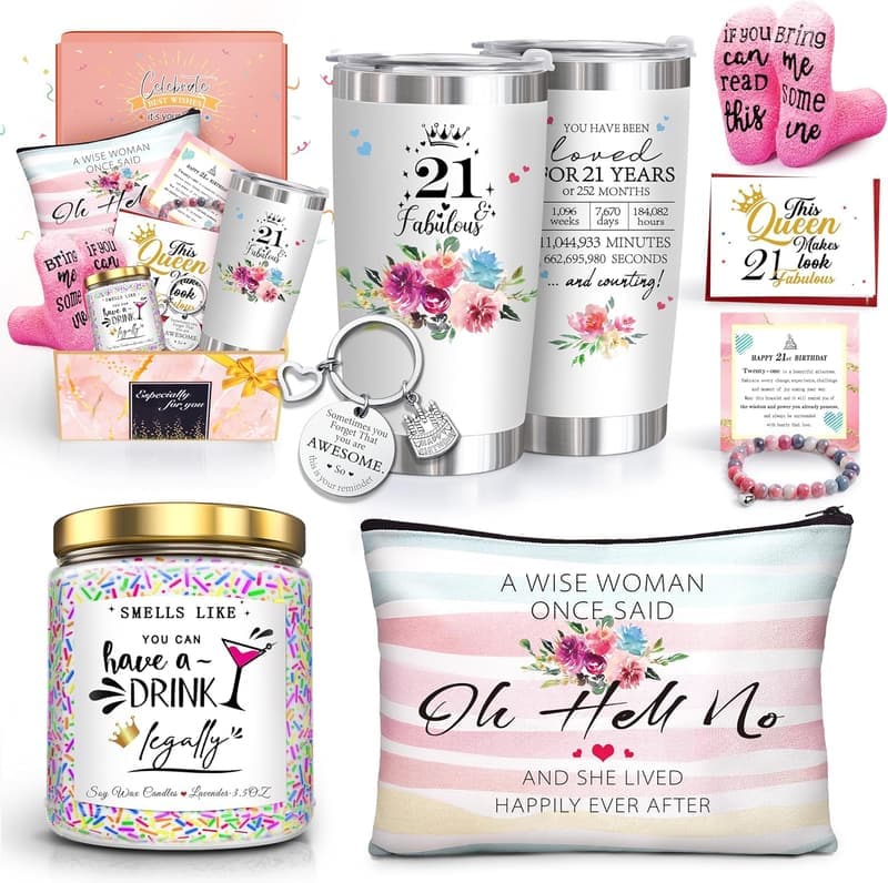 Happy 21st Birthday Gift Basket for Women