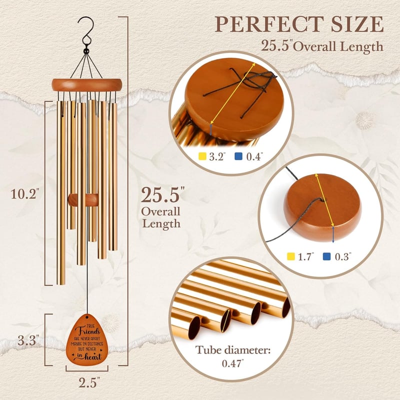 Friendship Wind Chimes - Best Friend Birthday Gift for Women