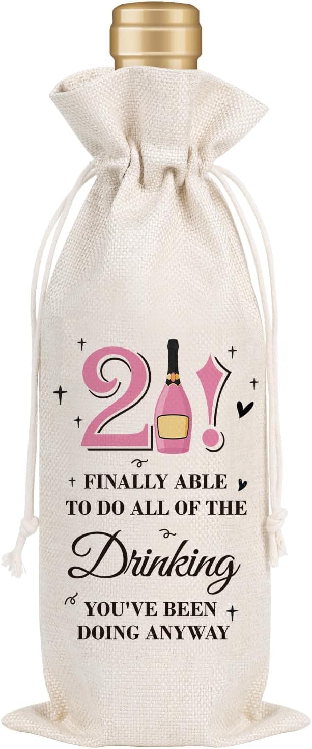 21st Birthday Wine Gift Bag for Women and Girls