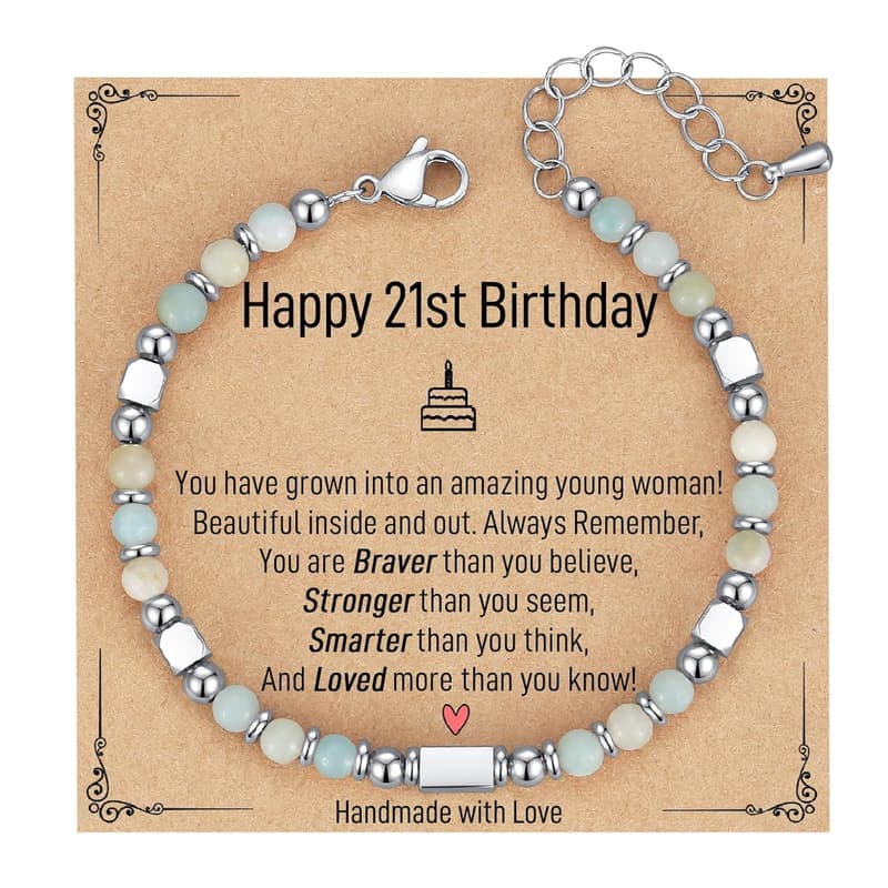 21st Birthday Beaded Bracelet Gift for Women and Girls