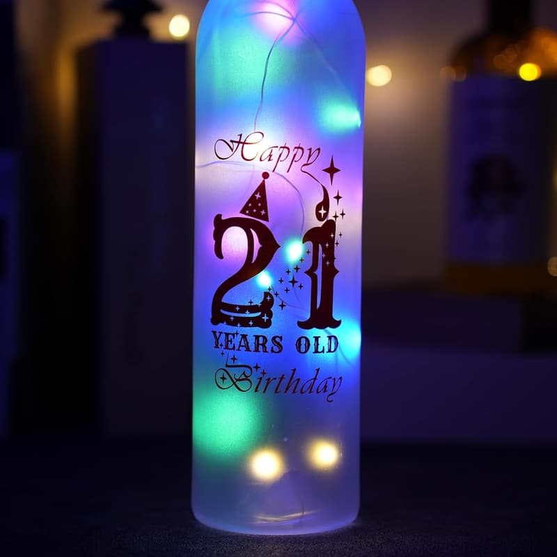 21st Birthday Wine Glass with Colorful Lights for Her
