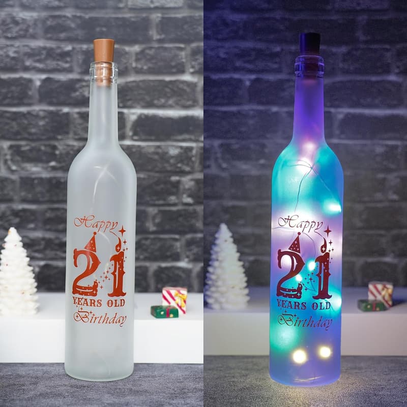 21st Birthday Wine Glass with Colorful Lights for Her