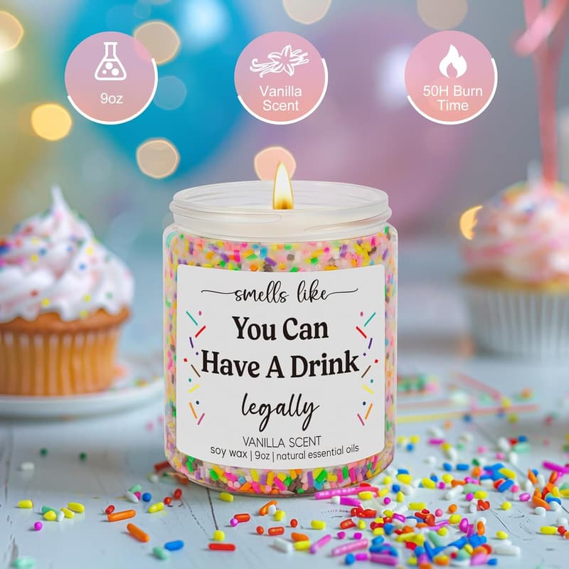 21st Birthday Scented Candle Gift for Her or Him