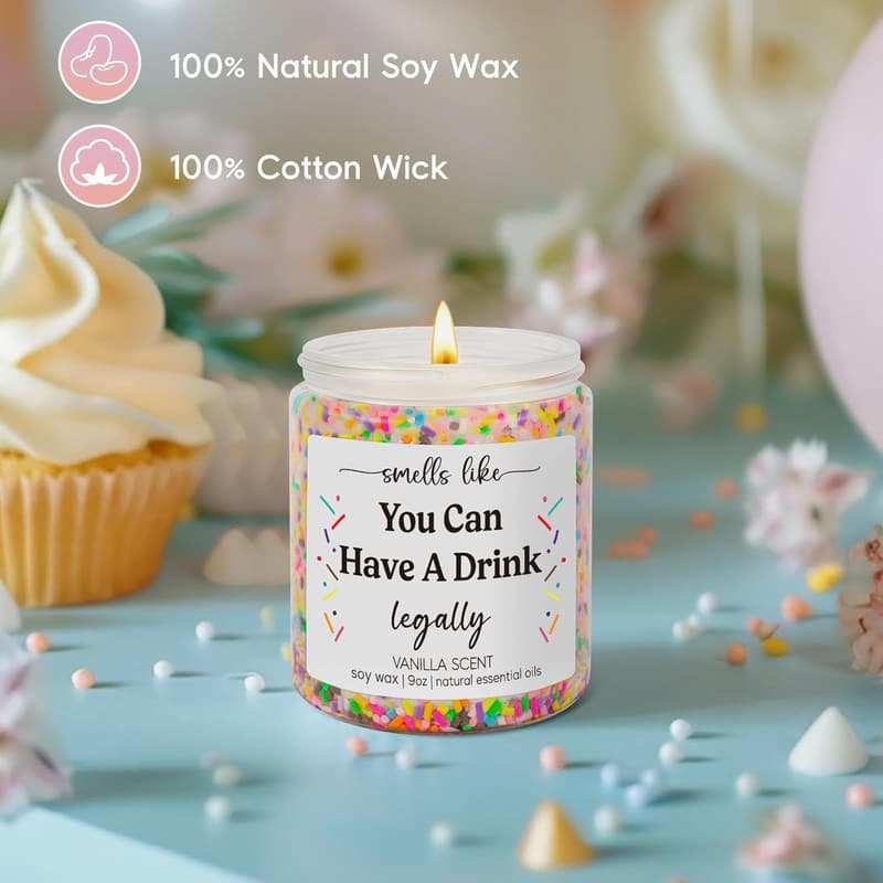 21st Birthday Scented Candle Gift for Her or Him