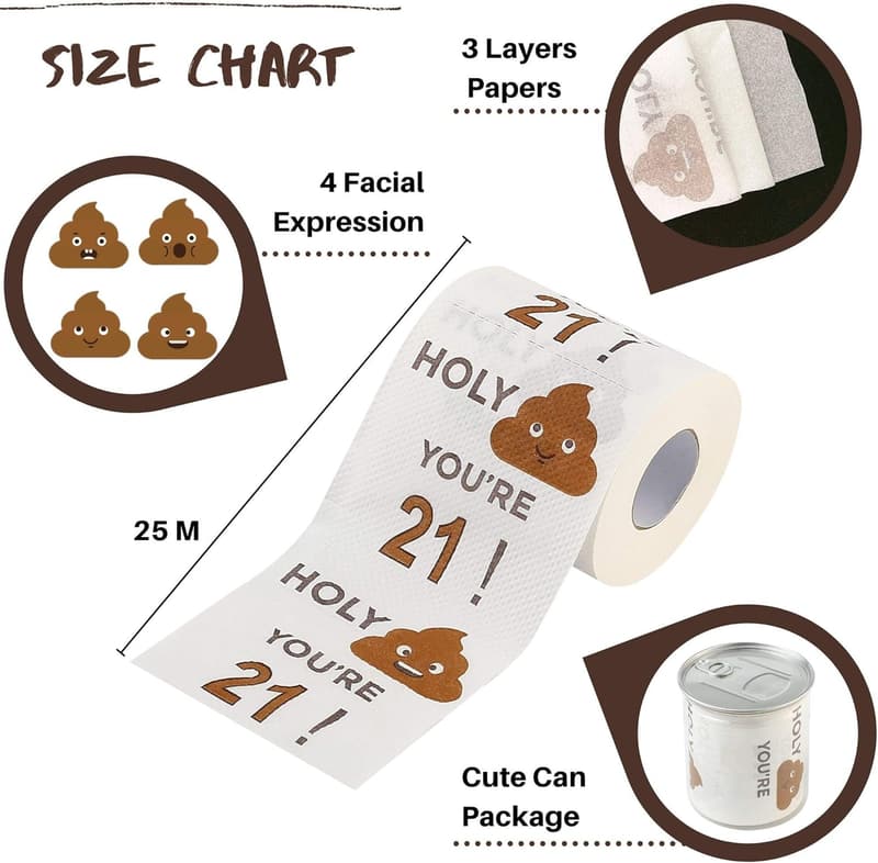 21st Birthday Gag Gift | Funny 3-Ply Toilet Paper Roll