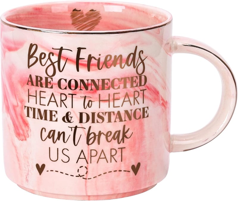 Long-Distance Friendship Birthday Mug for Best Friends - 11.5oz Pink Marble