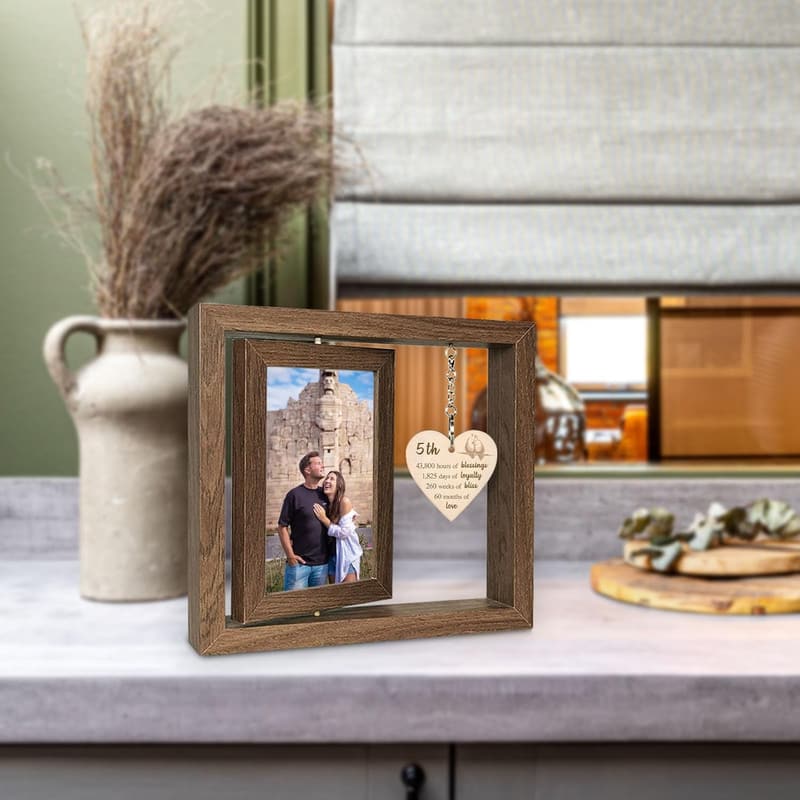 5th Anniversary Wooden Picture Frame for Couples