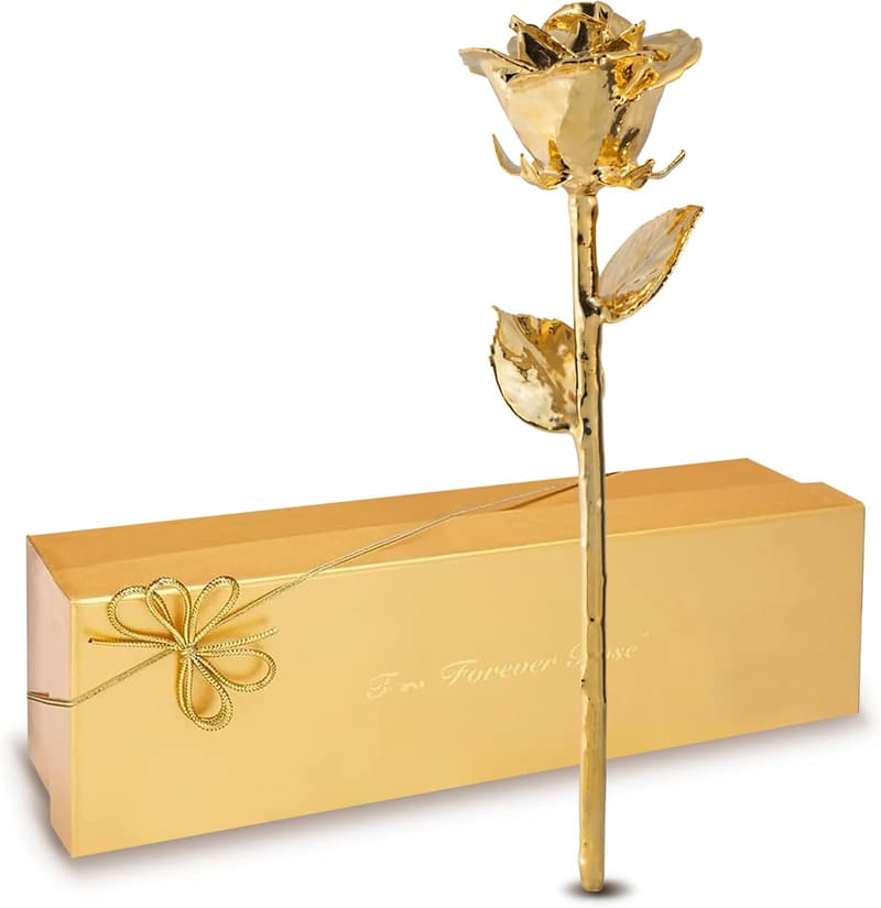 24K Gold Dipped Real Rose in Gift Box – Handmade Romantic Gift