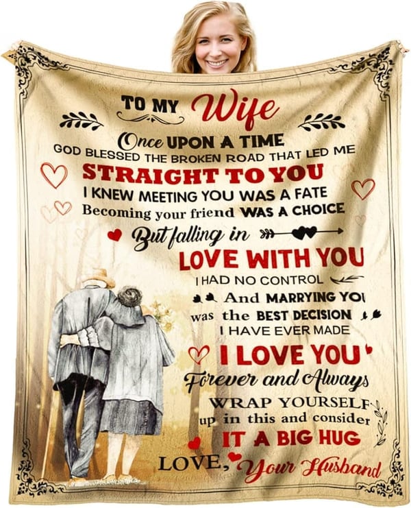Wedding Anniversary Throw Blanket for Wife - 60 x 50 Inch
