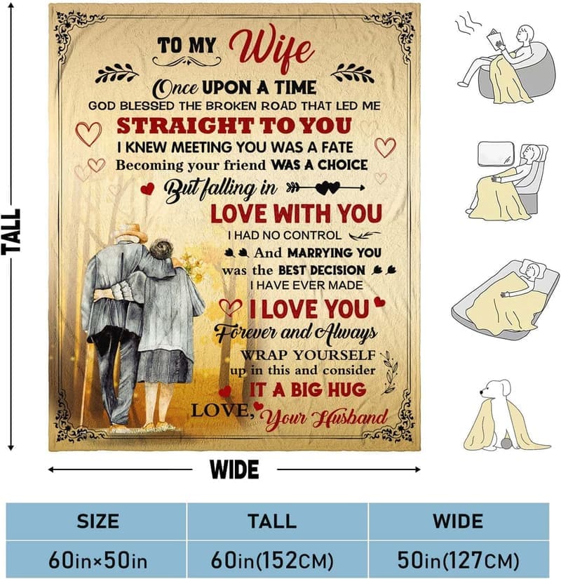 Wedding Anniversary Throw Blanket for Wife - 60 x 50 Inch