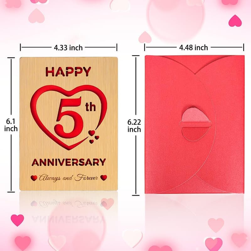 5th Anniversary Wooden Card for Couples - Always & Forever