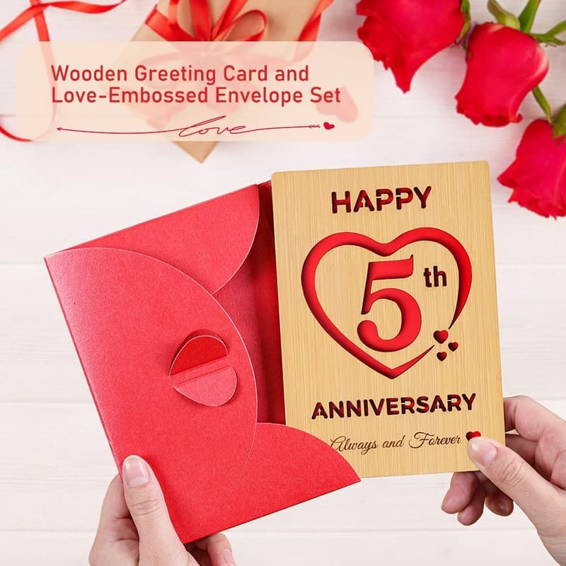 5th Anniversary Wooden Card for Couples - Always & Forever