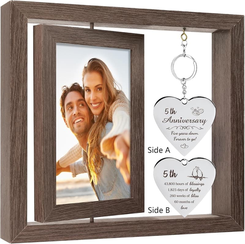 5th Anniversary Wooden Photo Frame Gift for Couples
