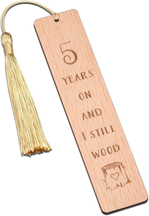 5th Anniversary Wooden Bookmark Gift for Couples