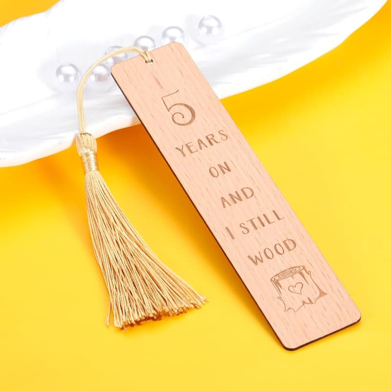 5th Anniversary Wooden Bookmark Gift for Couples
