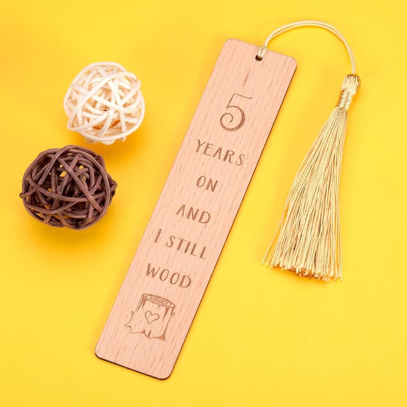 5th Anniversary Wooden Bookmark Gift for Couples
