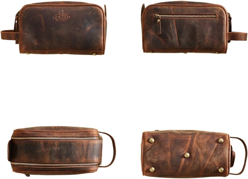 Water-Resistant Leather Travel Toiletry Bag for Men & Women