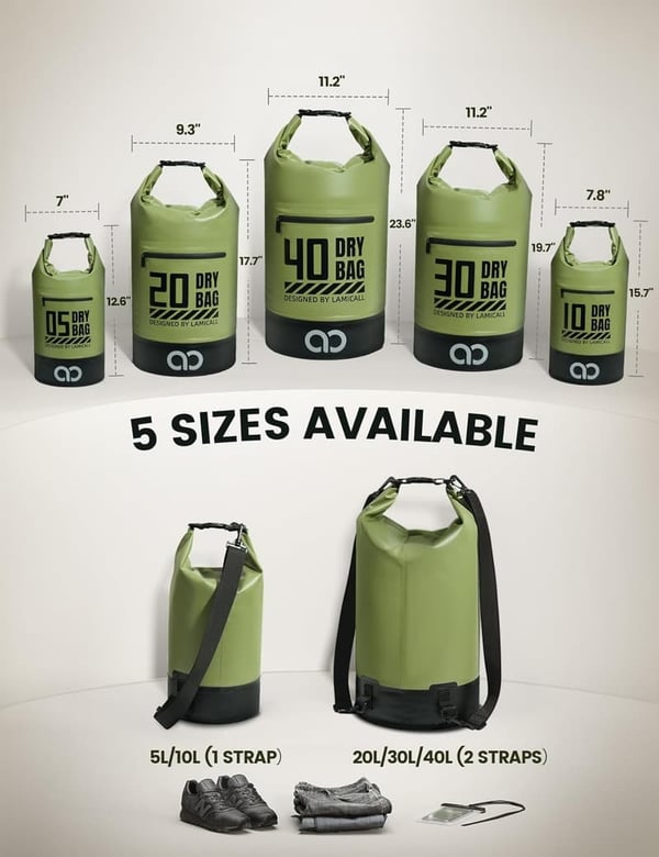 Waterproof Dry Bag Backpack with Phone Case - 10L/20L for Outdoor Activities