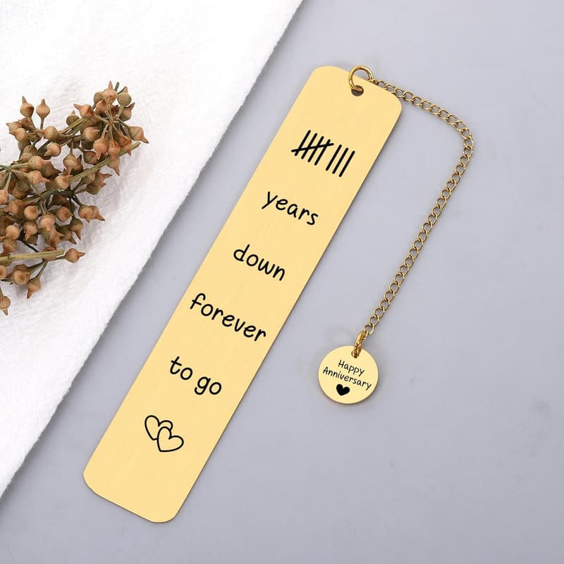 8th Anniversary Bronze Bookmark for Couples