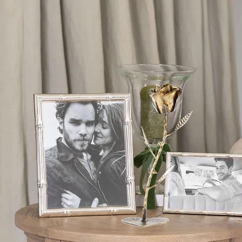 8th Anniversary Handcrafted Bronze Rose Gift for Couples