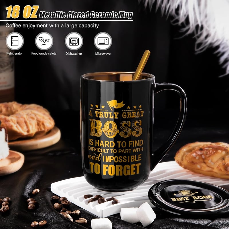 World's Best Boss Mug - 18 oz Porcelain Coffee Cup Gift