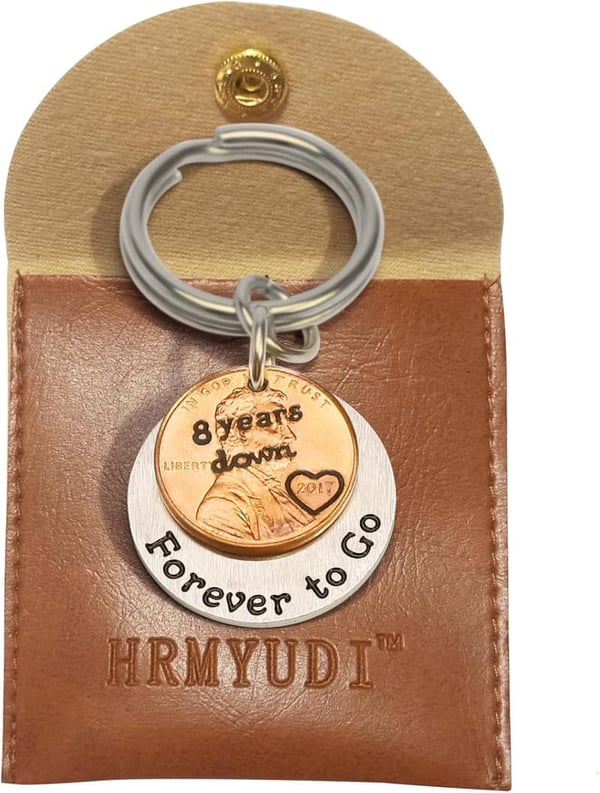 8th Anniversary Copper Keychain with 2017 Penny