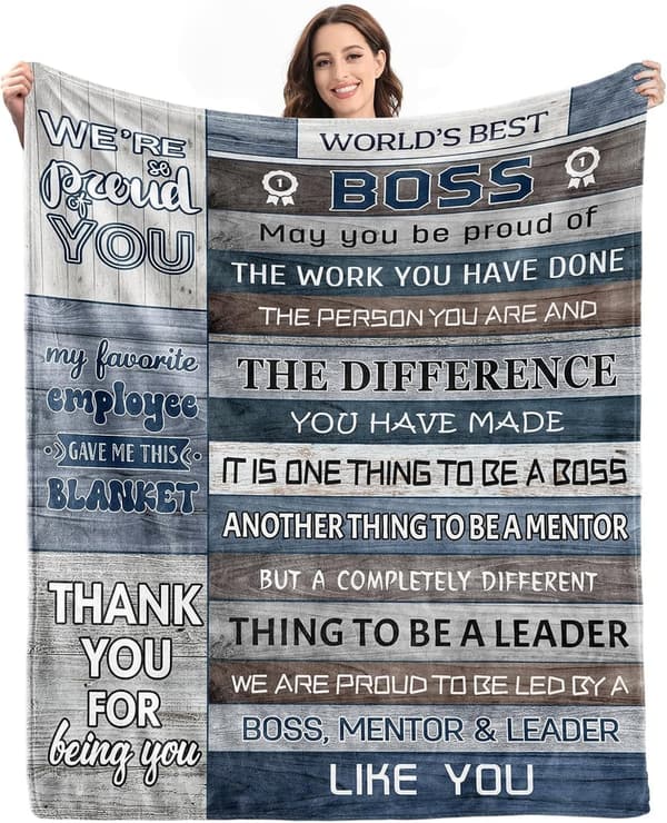 Boss's Day Blanket Gift for Men - World's Best Boss 60