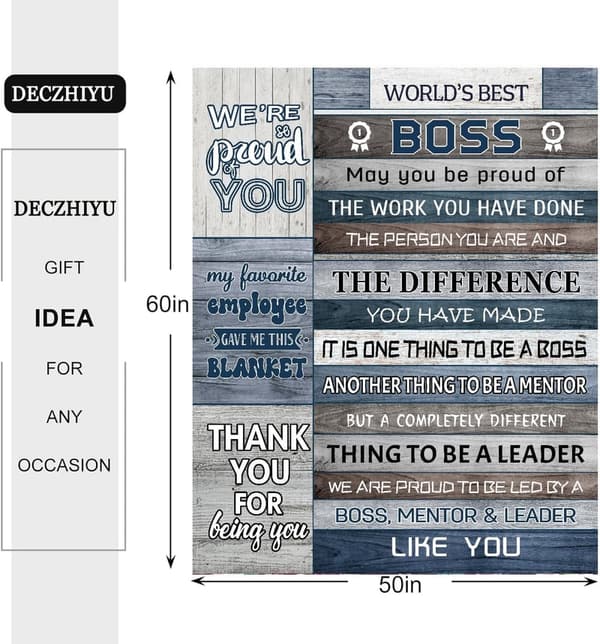 Boss's Day Blanket Gift for Men - World's Best Boss 60