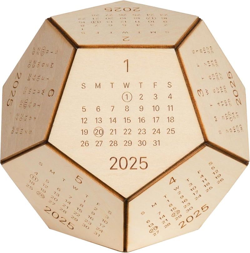 Funny Dodecahedron Desk Calendar for Men - Unique Office Gift