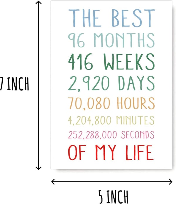 8th Anniversary Card - Sweet 8 Years for Couples