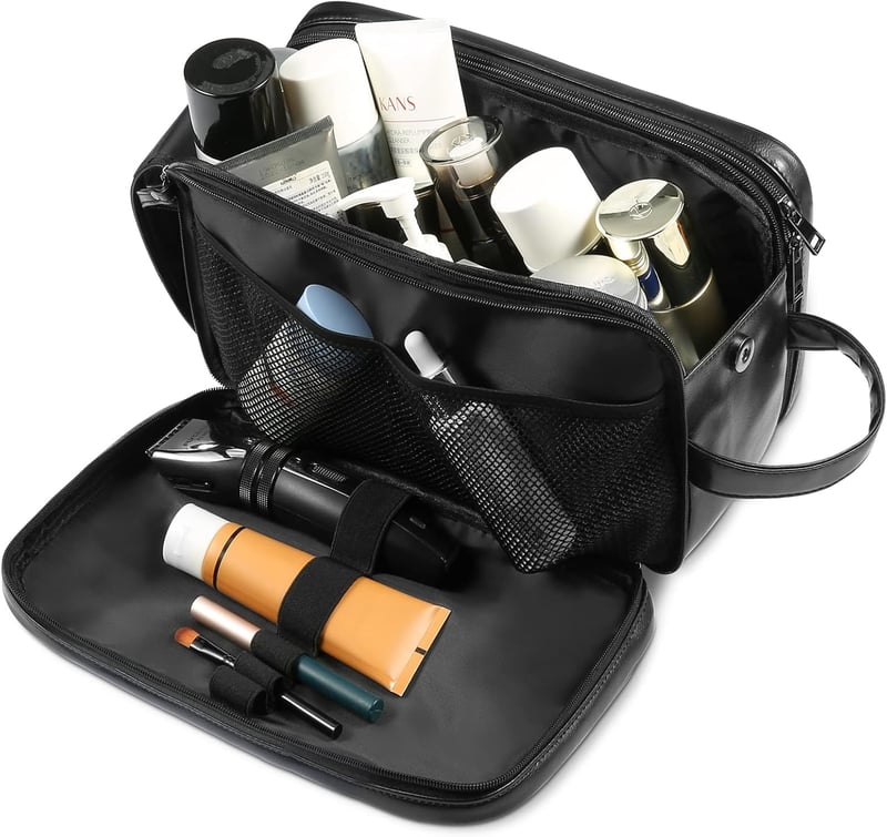 Men's Personalized Waterproof Leather Travel Toiletry Bag
