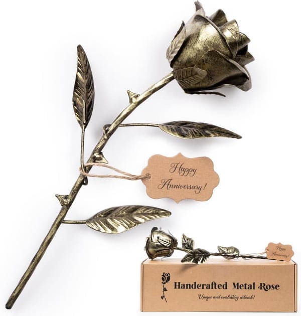 8th Anniversary Handcrafted Bronze Rose for Couples