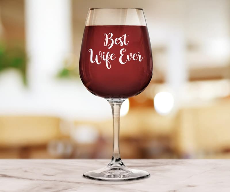 Unique Anniversary Wine Glass Gift for Wife