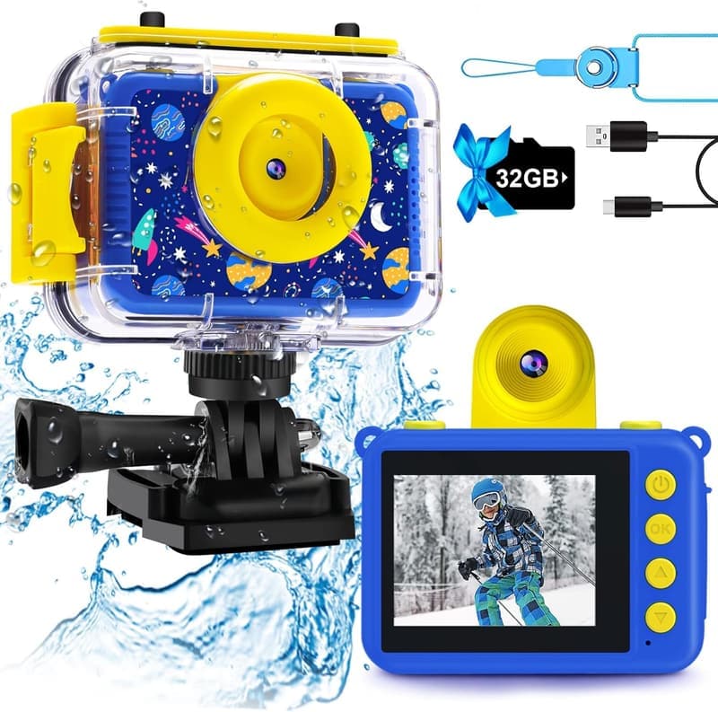 Waterproof Kids Camera - 1080P HD Gift for Ages 3-12