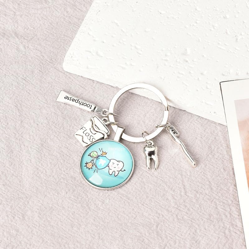 Dental Hygienist Birthday Gift - Funny Tooth Floss Keychain