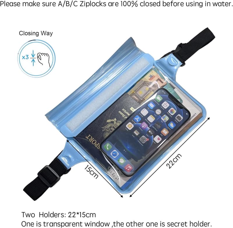 Waterproof Fanny Pack with Secret Holder for Beach Activities
