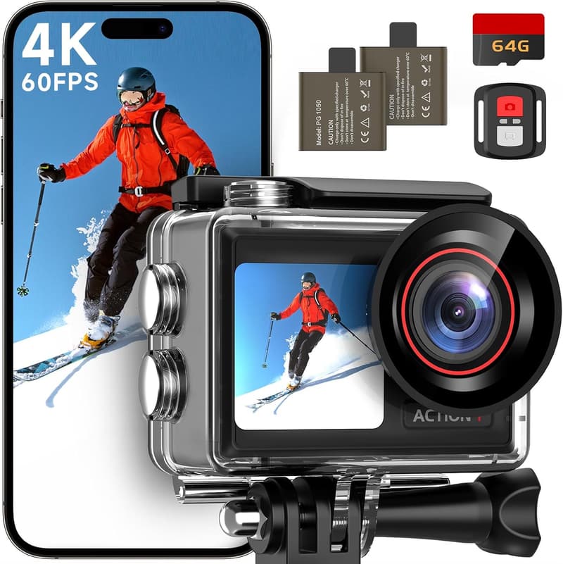 4K Underwater Action Camera with 64GB Card and EIS