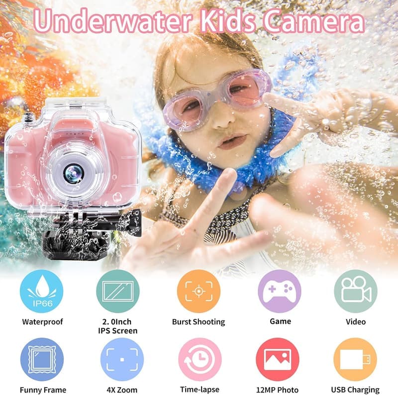 Waterproof Kids Camera - 1080P HD Action Camera for Ages 3-12