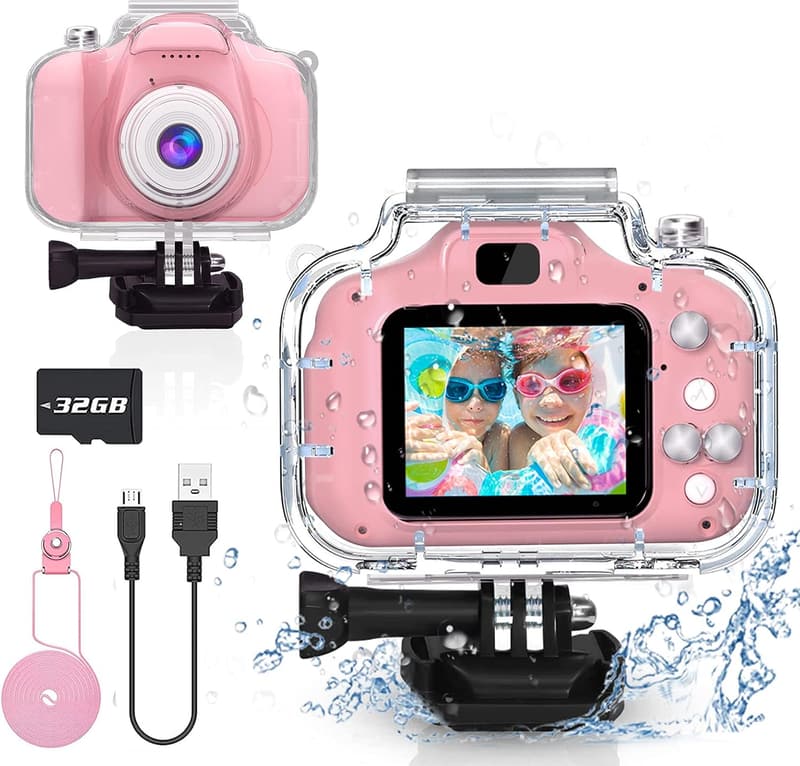 Kids' Waterproof Action Camera for Girls (Ages 3-12) - Pink