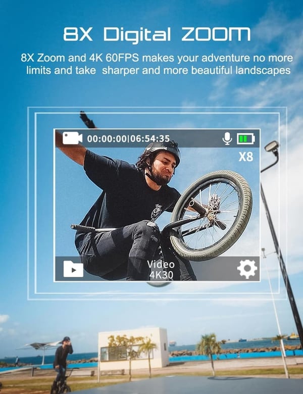 4K Apexcam Action Camera with 64GB Card & 40M Waterproof Design