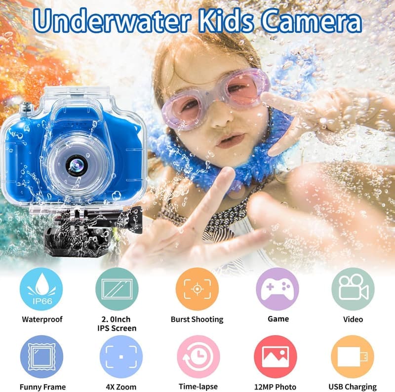 Waterproof Kids Camera with 1080P HD - Perfect Gift for Ages 3-12